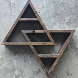 Wooden Triangle Wall Shelf