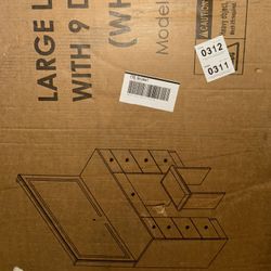 Large Lighted With 9 drawer Vanity (White)