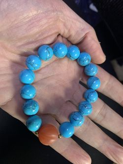 8mm Blue Turquoise Bracelet Gemstone coral Stone Reiki Crystal 7.5”