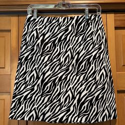 Zebra Black & White Midi Skirt 