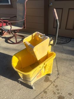 Yellow Commercial Mop Bucket with Wringer