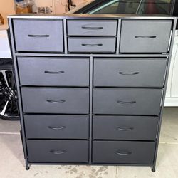 12 Drawers Dresser for Bedroom, Fabric Closet Chests Organizer Tower Furniture with Wooden Top Metal Frame for Clothes, Room, Living Room, Hallway，BLA