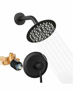 Black Shower Head And Faucet Set Complete With Valve Shower Fixtures With 6 Inch High Pressure Rain Shower Head Trim Kit Regaderas Para BBaño Modernas
