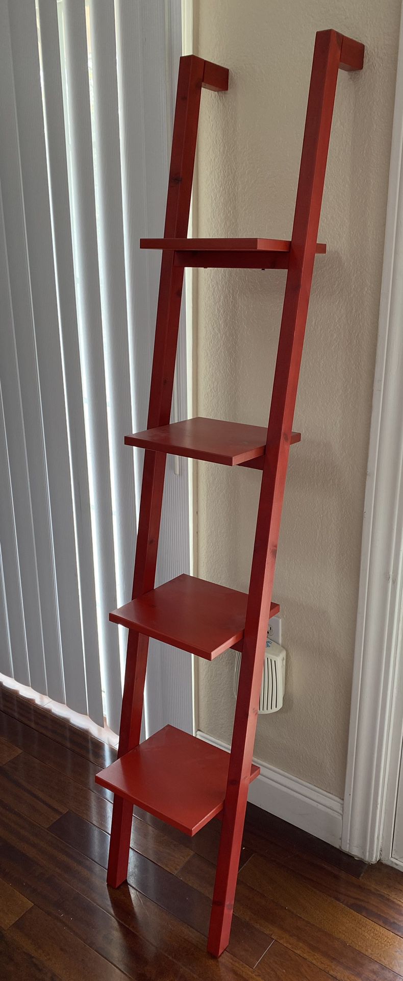 Modern Red Leaning Ladder Shelf - A Bold Accent Piece