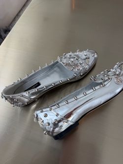 Dolce & Gabbana Silver Studded Flat Loafers