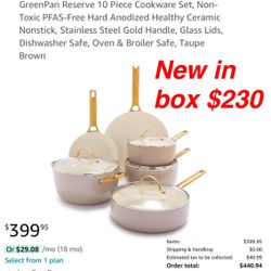 New GreenPan Reserve Hard Anodized Healthy Ceramic Nonstick 10 Piece Cookware Pots and Pans Set, Gold Handle, PFAS-Free, Dishwasher Safe, Oven Safe, T