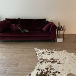 Deep Red Velvet Sofa – Modern, Cozy & Elegant