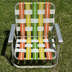 Vintage Aluminum Folding Webbed Lawn Beach Camping Chair