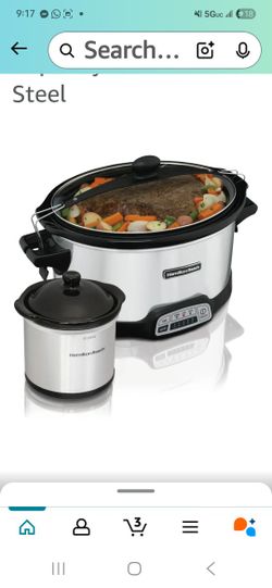 Programmable Slow Cooker with Party Dipper 7 Quart Capacity Stainless Steel