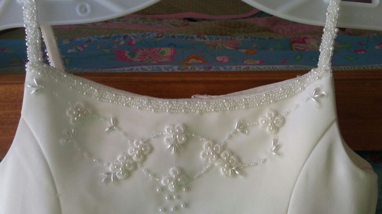 White spaghetti strap flower girl dress