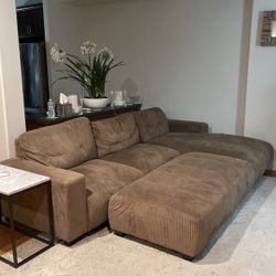 Taupe Sofa With Chaise And Ottoman