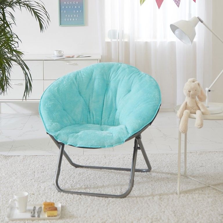 Faux Fur Saucer Chair, Aqua