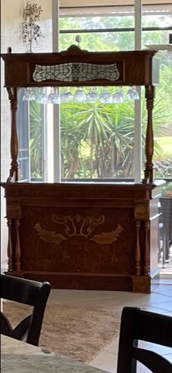 Elegent Custom Home Bar with Marble Top and Tigerwood – Elegant Entertainment Piece.