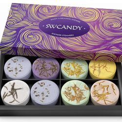Shower Steamers Aromatherapy Birthday Gifts for Women - SWCANDY 8 Pcs Stocking Stuffers White Elephant Gifts for Adults Mom Men Teen Self Care with Na