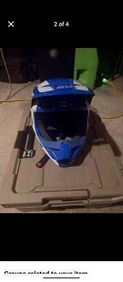 Blue and White Motocross Full-Face Helmet FOX