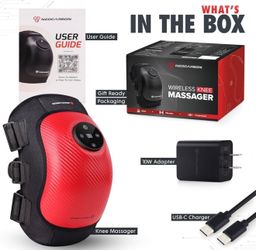 Wireless Knee Massager, Portable Heated Therapy with Compression and Vibration Massage