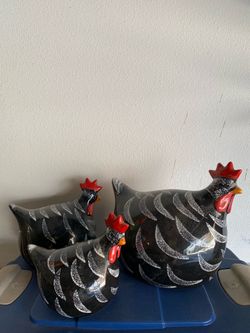 Ceramic Rooster Collection (set of 3) No chips, good condition  6”, 7 1/2”, 10” Width