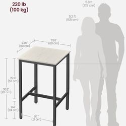 VASAGLE Kitchen Bar Dining Table High Top Pub Height Cocktail Table - Vintage White