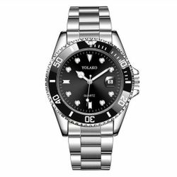 Black Waterproof Men's Fashion Watch Steel Strap Quartz
