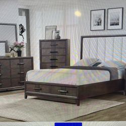 MODERN NEW CAROLINA PLATFORM QUEEN BED, DRESSER, MIRROR AND NIGHT STAND SET ON SALE ONLY $1199. KING SET $1299. IN STOCK SAME DAY DELIVERY 🚚  EASY FI