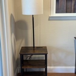 Wooden MDF Side Table With Lamp