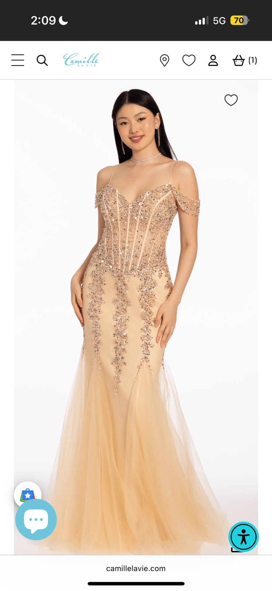 Camille La Vie, Gold prom dress