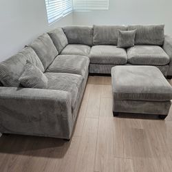Sectional Nuevo Gris 4 Pcs Corduroy 