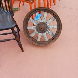 Antique Wooden Wheel  Great Deorative Piece 