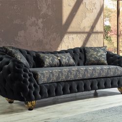 Dalia Black Velvet Living Room Set Nova Furniture / couch / Sofa and Loveseat 