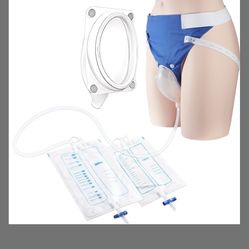 Wearable Urine Collector With 2 Urine Bags (1000ml & 2000ml), 1.2M Tube & Adjustable Pants - Secure & Comfortable Design For Elderly Men Blue
