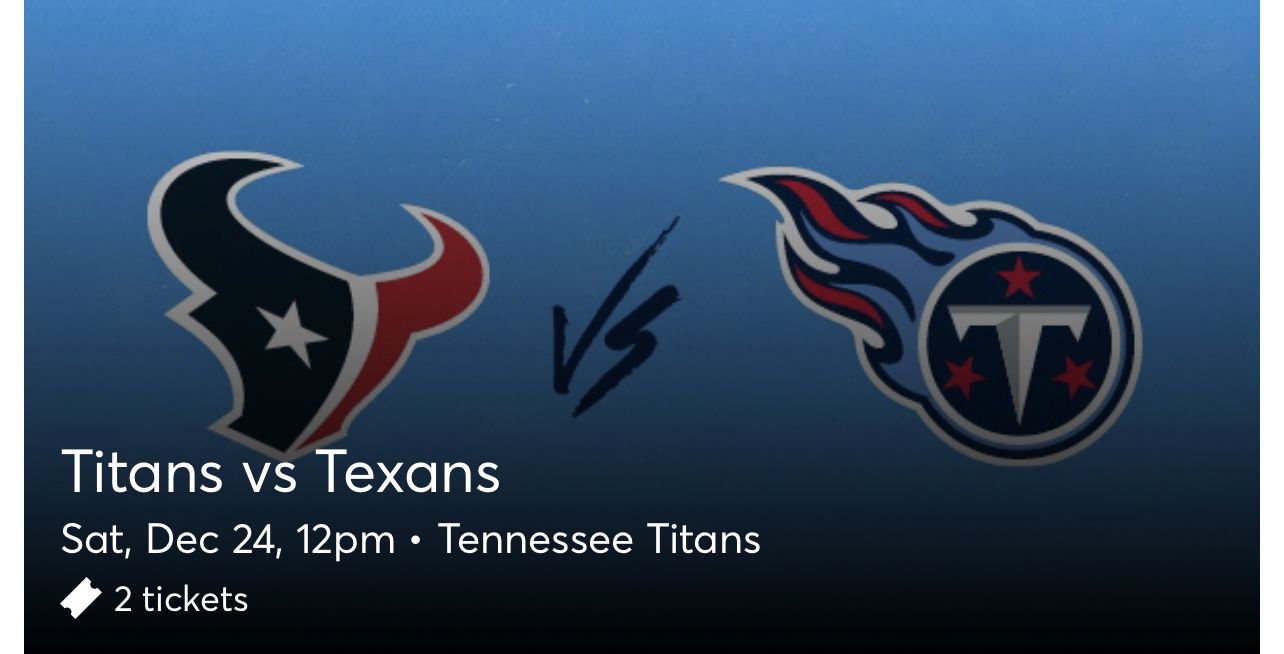 2 Titans VS Texans club Seats