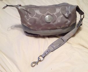 Coach Signature Stripe Hobo Bag Silver