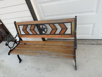 Rustic wood/ metal bench