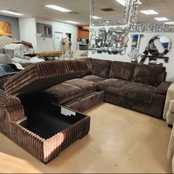 Brown Fluffy Sofa Sectional Sleeper 