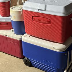 Lot Of Coleman Rubbermaid & Igloo Coolers Insulator Ice Box