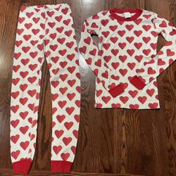 Hanna Andersson Girls Long John Heart Pajamas Size 10 / 140cm