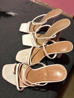 White Strappy Block Heel Sandals