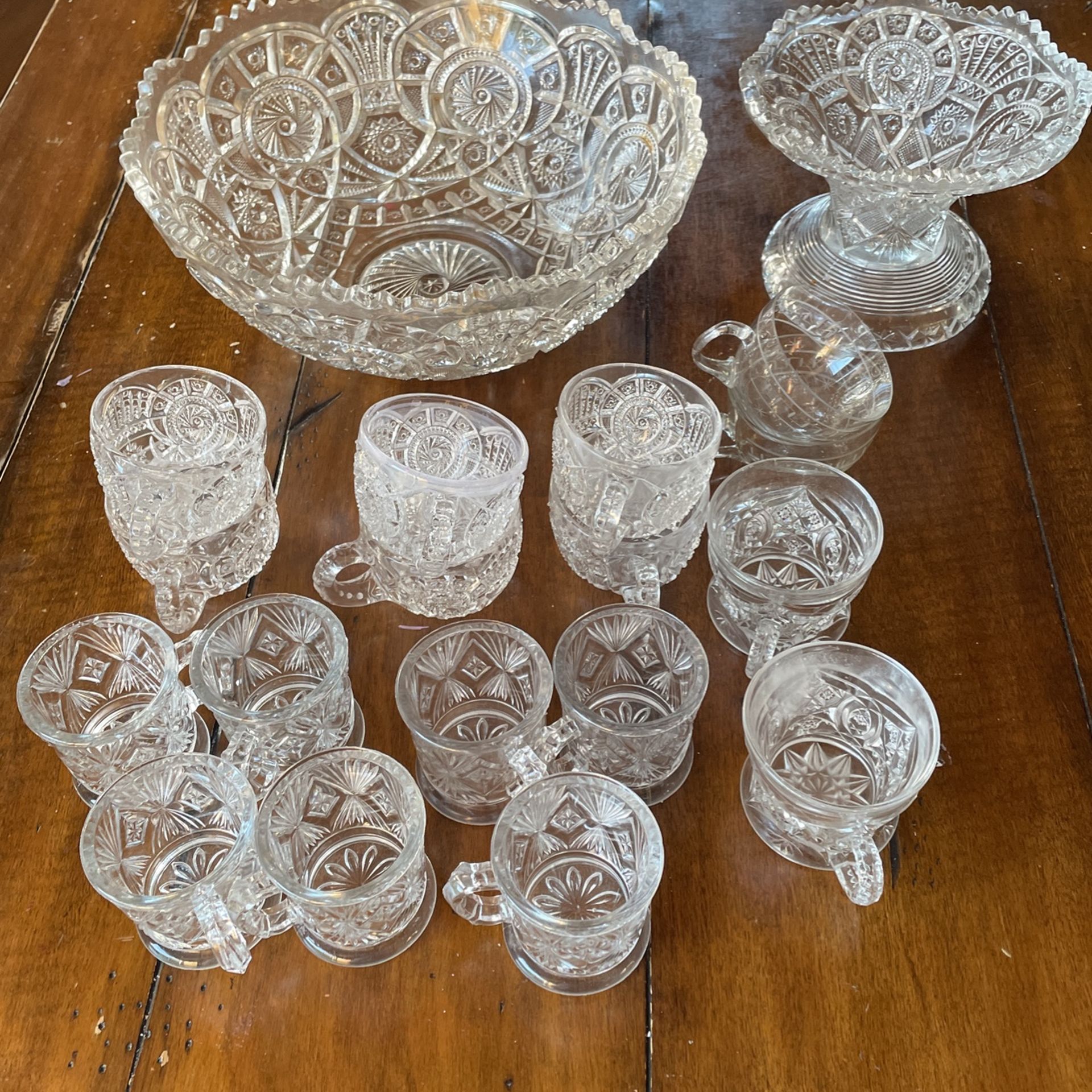 Vintage Crystal Punch Bowl set