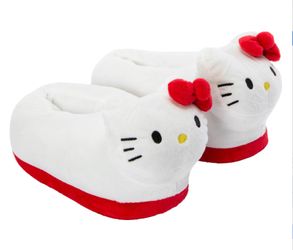 New Sanrio Hello Kitty Adult Women’s Plush Slippers Red/White Size M L 7/8