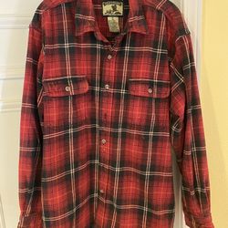 Vintage Mens Field & Stream Heavy Cotton Flannel Red Lumberjack Plaid- Size XL
