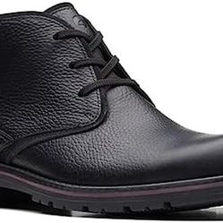 Clarks Men's Morris Peak Waterproof Chukka Boot Black Tumbled Leather 12