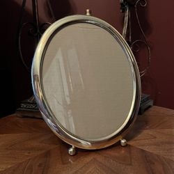 Vintage Oval Brass Frame Footed Free Standing 