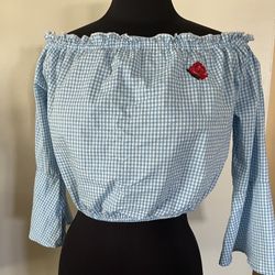Gingham off the shoulder crop top