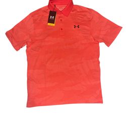 Under Armour Men’s Golf Polo Shirt Loose Red/ Orange Camo Short Sleeve