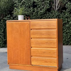 Danish Modern Teak Wood Dresser Gentleman's Chest Wardrobe Armoire