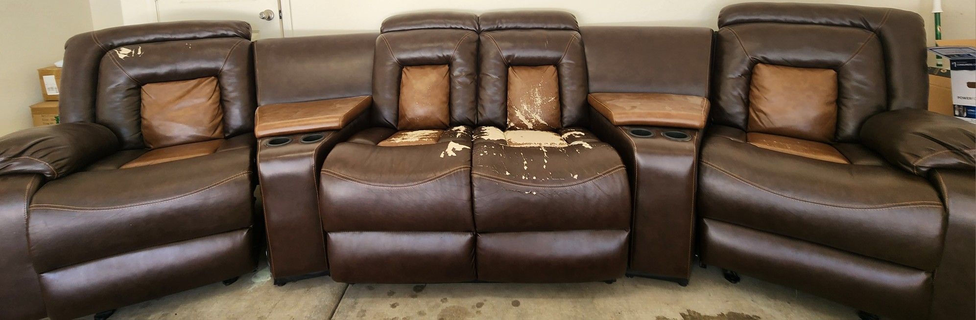 Comfy Manual Leather Recliner Couch