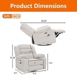 NEW IN BOX 📦 OVERSIZED SWIVEL RECLINER ROCKING CHAIR WITH HEAT AND MASSAGE