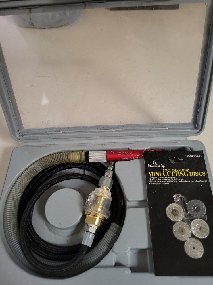 CENTRAL PNEUMATIC AIR MICRO DIE GRINDER & EXTRA 5 PC CUTTING DISCS
