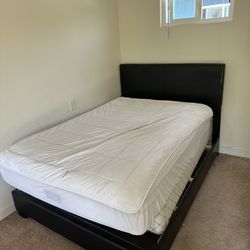 Full-size Mattress, Box spring, Leather Bed Frame