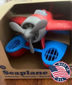 NIB New Green Toys: Seaplane Red/Blue (10 x 10.25 x 5.5 inches) Made In USA